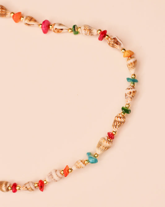 Multicolor Stones and Shell Necklace